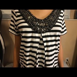 Bebe Striped Metallic Detail Shirt